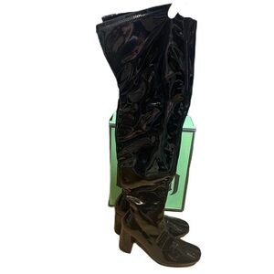 Brash Thigh High Patent Black Boots Sz 8 Women’s Sexy Shiny Halloween Heeled